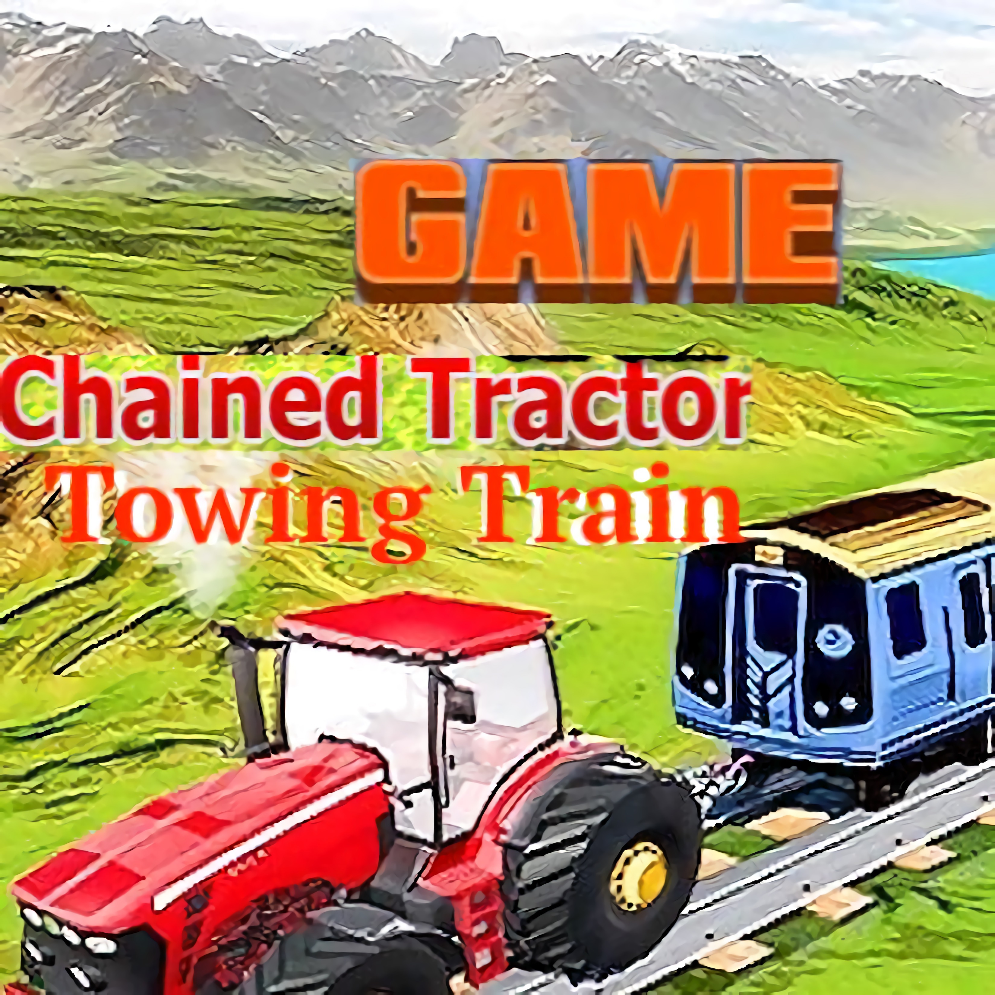 Chained Tractor Towing Train Game